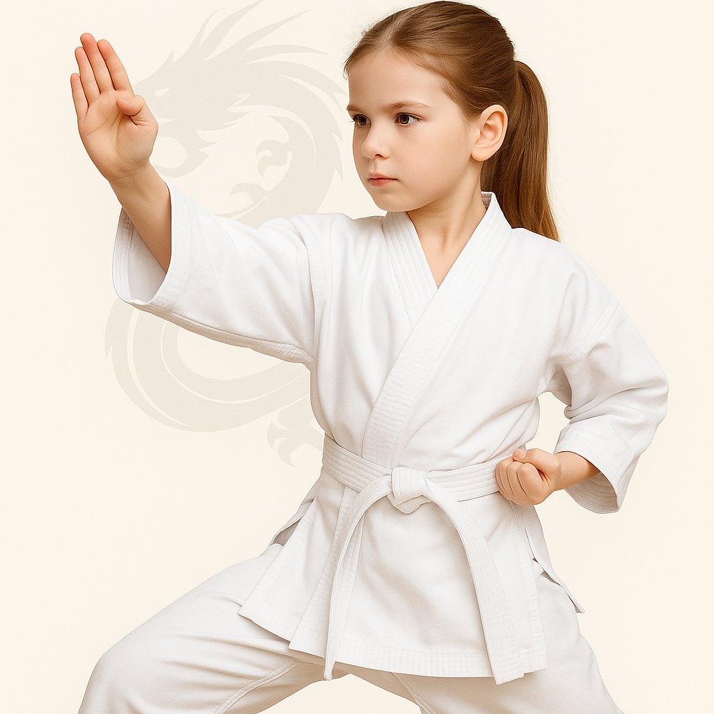 menina está treinando kata